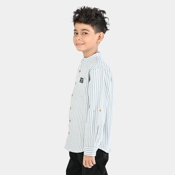 Boys Yarn Dyed Shirt Stripe - Blue
