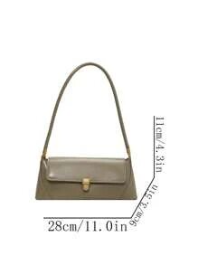 Shein - Fashionable Solid Color Retro Underarm French Stick Handbag