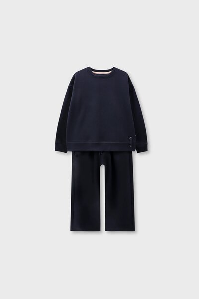 Girls Solid Blue Fleece Co-ord Set