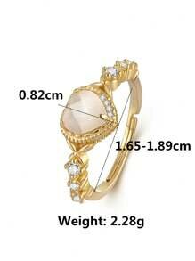 Shein - 1pc Luxurious 925 Sterling Silver 14K Gold Plated Open Heart Ring