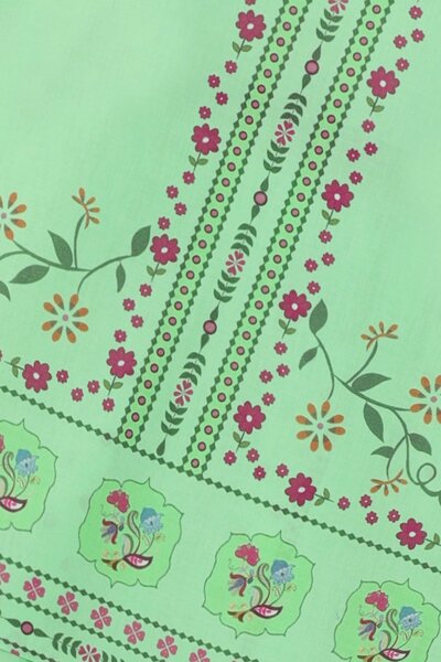 Green Printed Cotton Kurta Set - 2pc