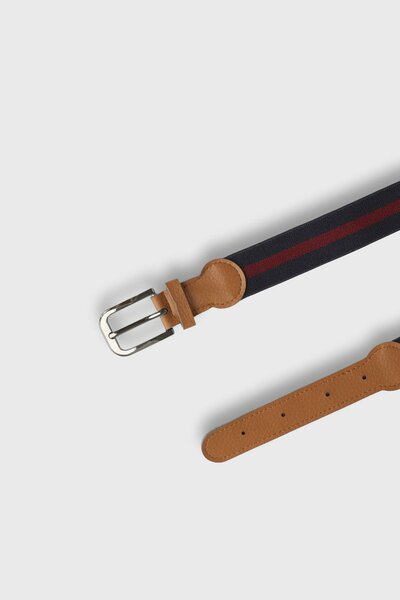 Boys Navy & Red Striped Belt