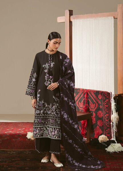 Cross Stitch Unstitched Printed Khaddar 3 Piece Suit CS25UW Sable Floret - Winter Collection