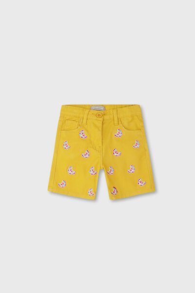 Yellow Butterfly Emboidered Shorts
