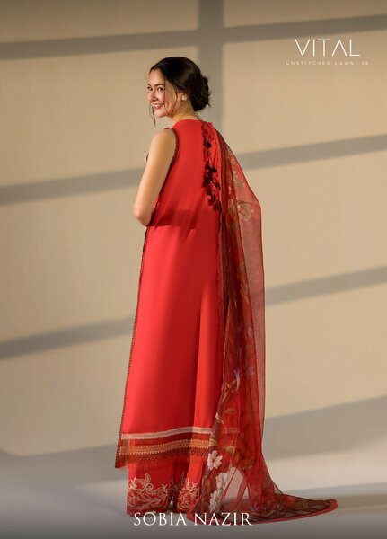 Vital by Sobia Nazir Unstitched Embroidered Lawn 3 Piece Suit SN26UVL 12A - Summer Collection