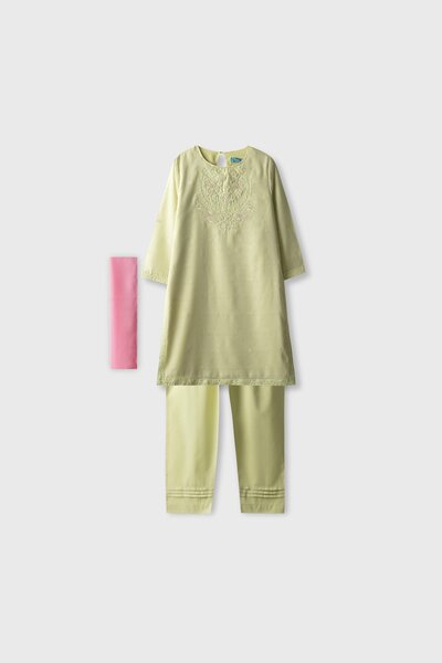 Pastel Pistachio Festive Kurta Set - 3pc