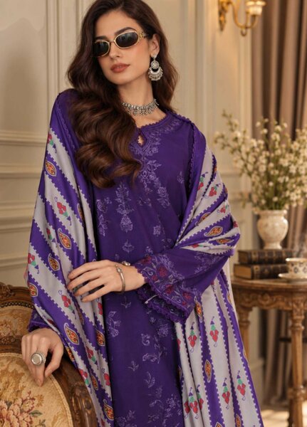 Noor by Saadia Asad Unstitched Embroidered Linen 3 Piece Suit SA26UNL D6 B - Winter Collection