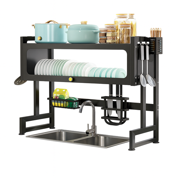 Heavy-Duty Iron Kitchen Rack (85 × 30 × 78 cm) – Over-Sink Storage Organizer for Dishes, Utensils & Kitchen Essentials
