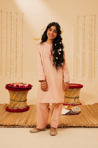 Blush Blossom Cotton Kurta Shalwar - 2pc