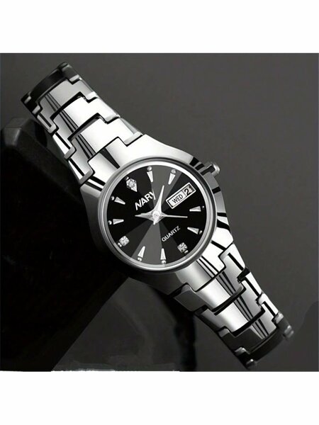 Shein - 2Pcs/Set Couple'S Quartz Watch With Calendar Function, Business & Fashion Design, Ideal Valentine'S Day Gift For Men & Women, Suitable For Daily Wear