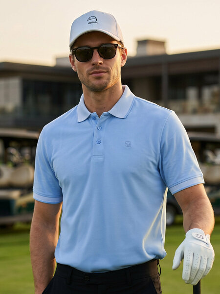 Powder Blue Jacquard  Polo T-Shirt (POLO-1193)
