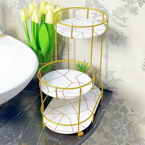 Home.co - 3 Tier Golden Vanity Stand (Random Color)