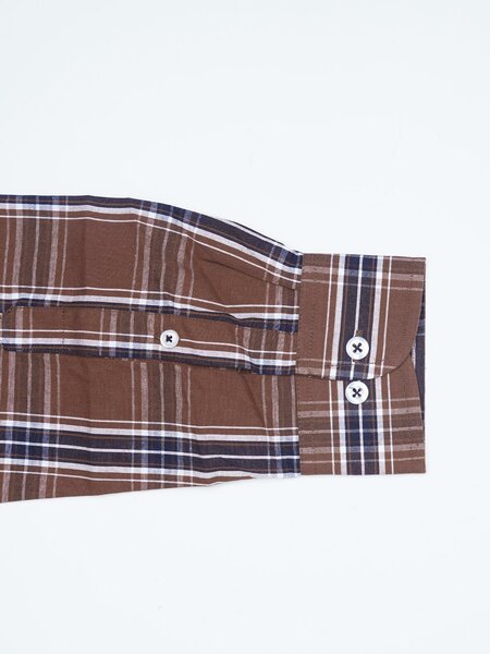Navy & Rust Check Button Down Casual Shirt (CSC-365)