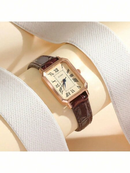 Shein - 1pc Minimalist Vintage Aesthetic Square Dial Watch