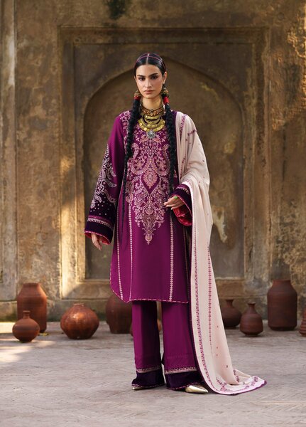 Gulnar by Bin Ilyas Unstitched Embroidered Karandi 3 Piece Suit BI26UGK 1013A - Festive Collection