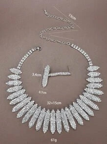 Shein - 3pcs Rhinestone Decor Jewelry Set