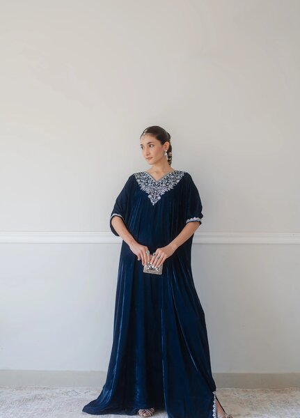Atelier Velours by Rashid Textiles RTW Embroidered Velvet Kaftaan Suit RT26RAV Shaam  - Festive Collection