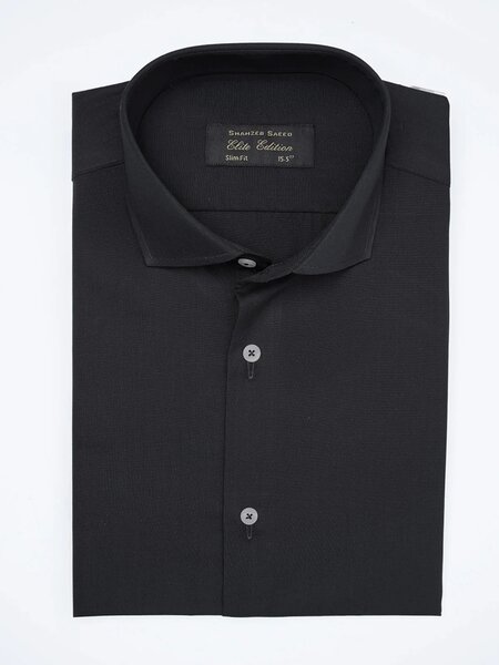 Black Plain, Cutaway Collar, Elite Edition, Men’s Formal Shirt (FS-2588)