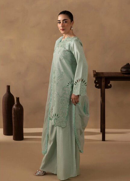 Silah by Rajbari Unstitched Embroidered Korean Silk 3 Piece Suit RB26US Celeste - Festive Collection