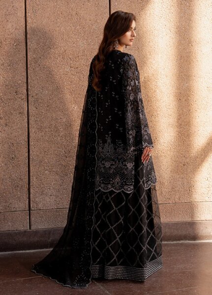 Lazawal by Lavish Premium Unstitched Embroidered Chiffon 3 Piece Suit LVP26UCL Black Whisper - Festive Collection