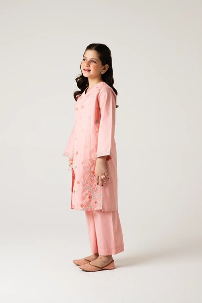 Peach Delicate Embroidered Kurta Set - 2pc