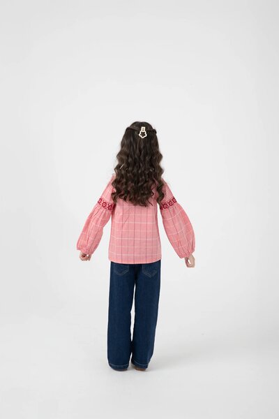 Peach Checkered Top