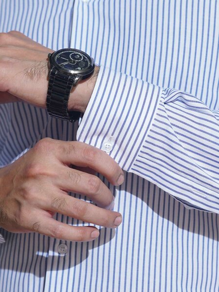 White & Blue Striped, Elite Edition, Cutaway Collar Men’s Formal Shirt (FS-2518)