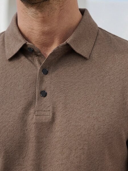 Brown Textured Nylon Spandex Polo (POLO-1365)