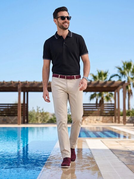 Black Contrast Tipping Polo T-Shirt (POLO-1271)