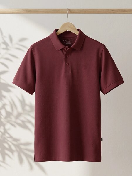 Maroon Textured Half Sleeves Popcorn Polo T-Shirt (POLO-1072)