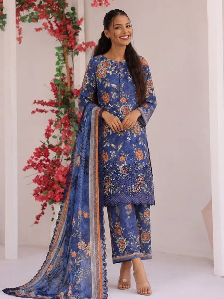 Satranga by HZ Textiles Unstitched Printed Lawn 2 Piece Suit HZ26USL SEC-1163 - Casual Collection