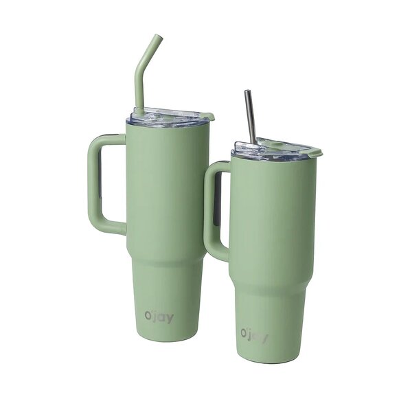 O’jay Matte Sage Green Insulated Tumbler with Handle & Straw – 50oz / 40oz – SP17911
