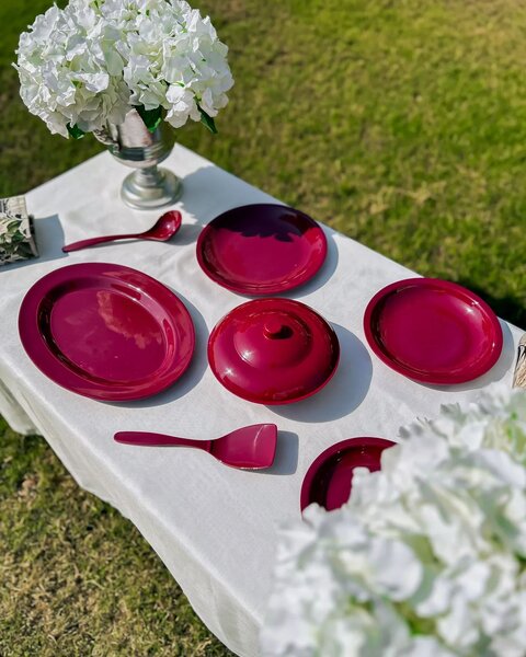 Red Melamine Dinner Set
