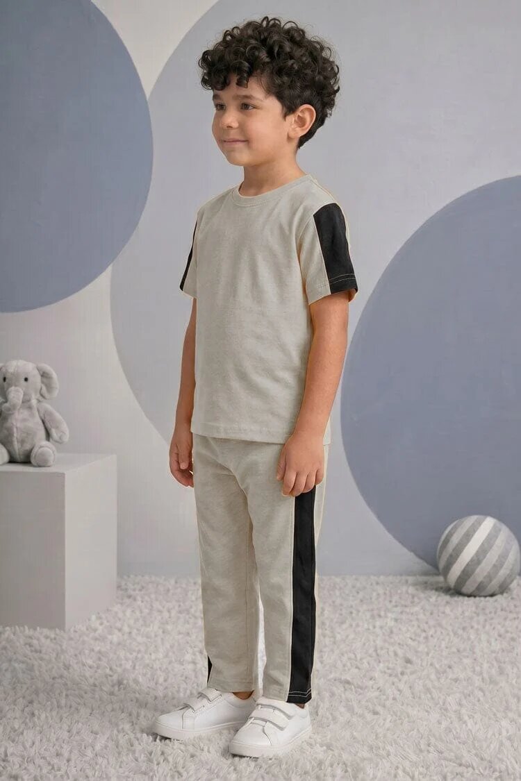 Tiny Teens Kid's Contrast Panel Twin Set