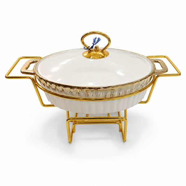Casserole with Stand – Elegant Serving Dish with Gold Stand
