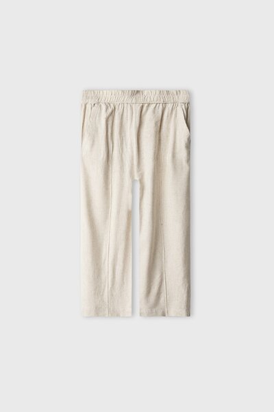 Natural Grace Beige Cotton Culottes