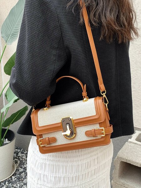 Shein - Fashionable Minimalist Casual Small Square Bag, Buckle Decor