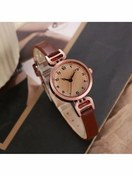 Shein - 1pc Vintage Watch For Women, Student Fashion Lightweight Luxury English Style Small Dial Quartz Watch