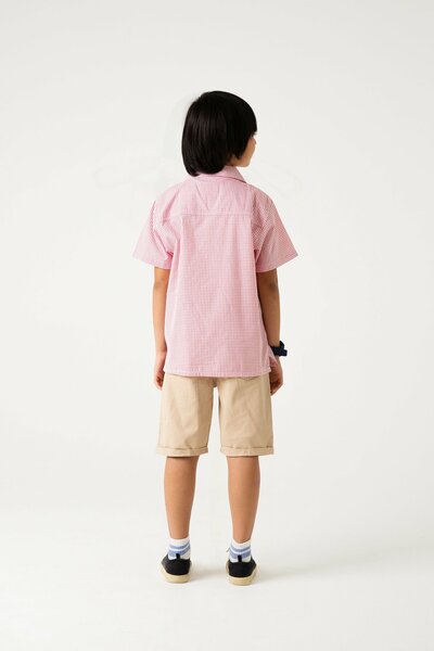 Boys Smart Red Checkered Shirt