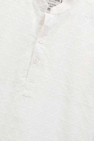 Boys Traditional White Cotton Jacquard Kurta
