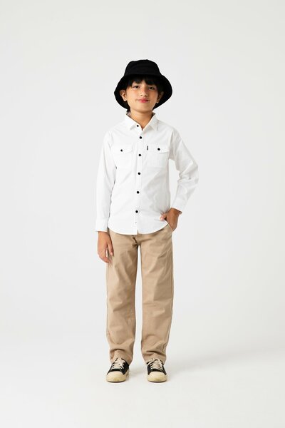 Boys Solid White Cotton Shirt