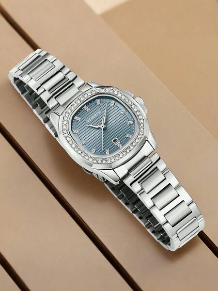 Shein - 1Pc Women'S Elegant Stainless Steel Strap Quartz Watch