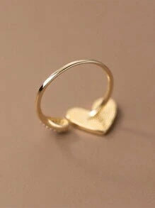 Shein - 1pc 925 Sterling Silver Heart & Shell Design Ring