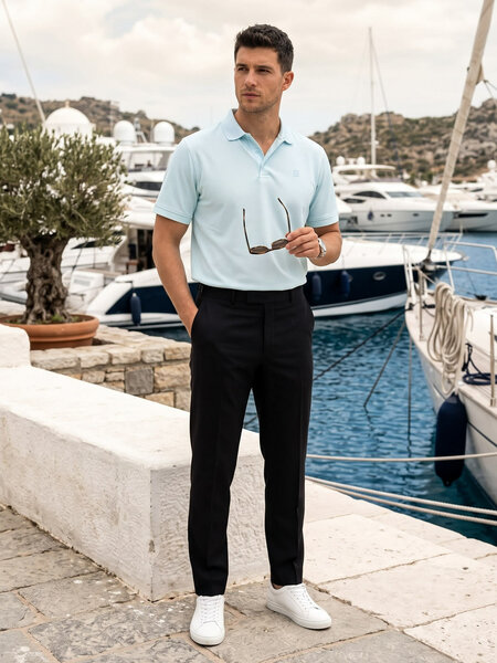 Blue Textured Popcorn Polo T-Shirt (POLO-1240)