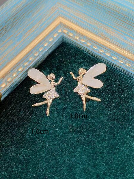 Shein - 1pair New Cute Korean Style High-end Elf Earrings For Women, Sweet And Cool Ear Jewelry