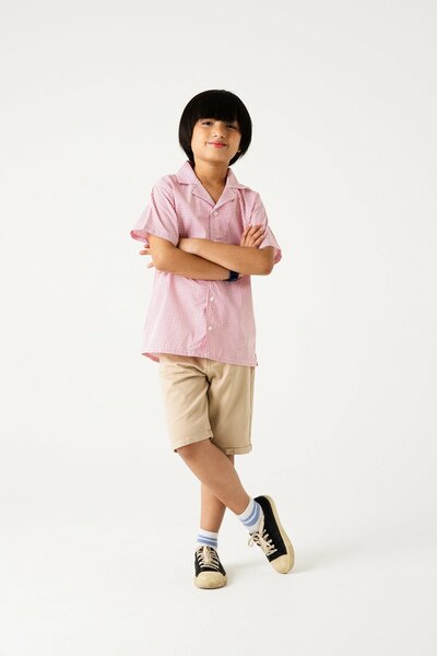 Boys Smart Red Checkered Shirt