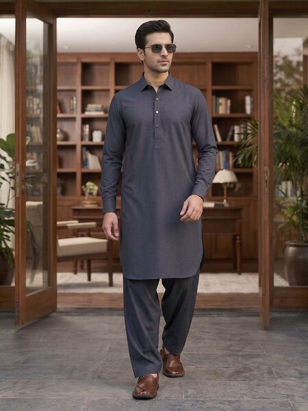 Grey Designer Shalwar Kameez (SK-714)