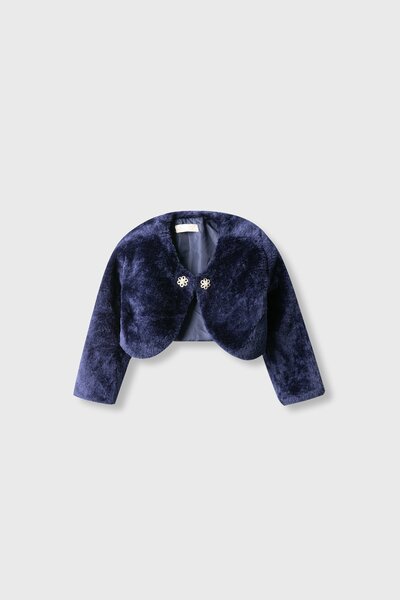 Girls Navy Luxe Fur Shrug