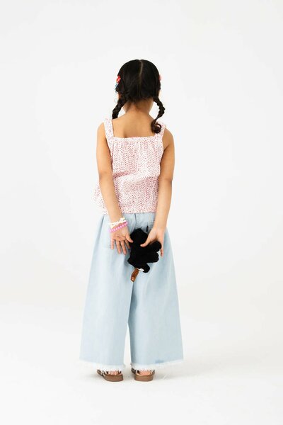 Red Bow-Strap Cotton Top
