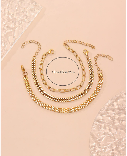 Shein 3pcs Simple and fashionable stainless steel chain 3-piece set